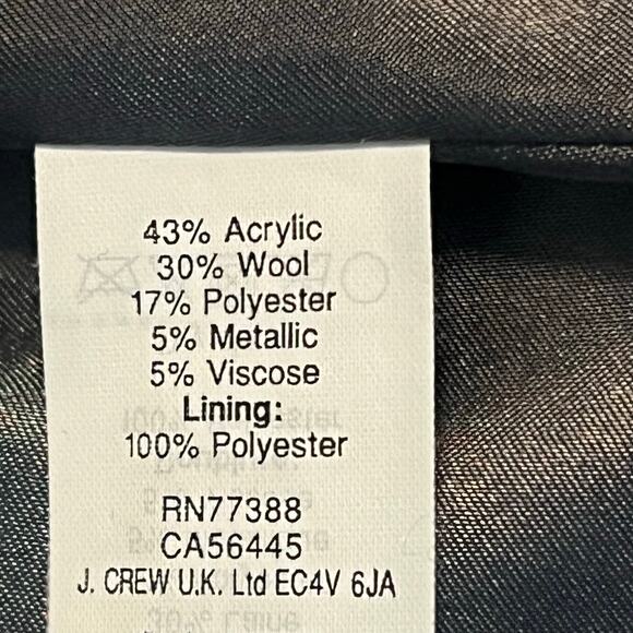 J.Crew Collection Cropped Black Shimmer Tweed Jacket 3/4 Sleeves Size 10 - Picture 10 of 10